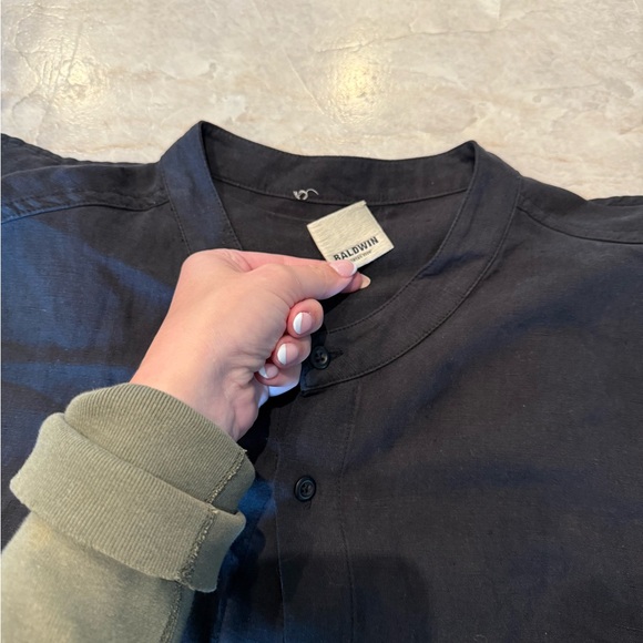 Baldwin Black Mandarin Collar Button-Up Shirt - Picture 4 of 4